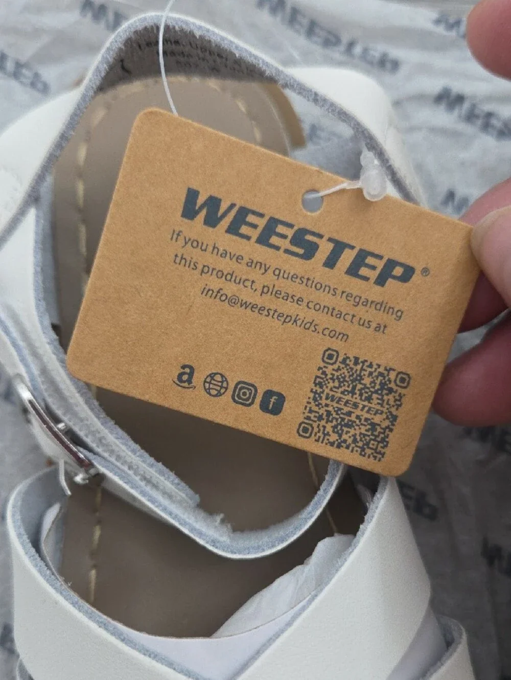 Weestep Kids White Braided-Strap Sandals